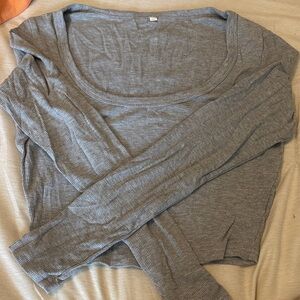 Elegant Gray Women's long sleeve Crop Top